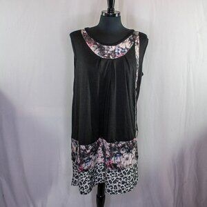 Aster By Firmiana Dress Sleeveless Shift Dress Floral Leopard Print Size…